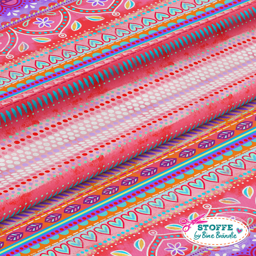 Boho-Bordüren rot - Stoff Klassiker