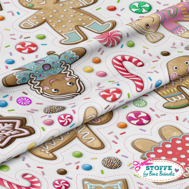 Lebkuchenmännchen groß weiß - Stoff Klassiker