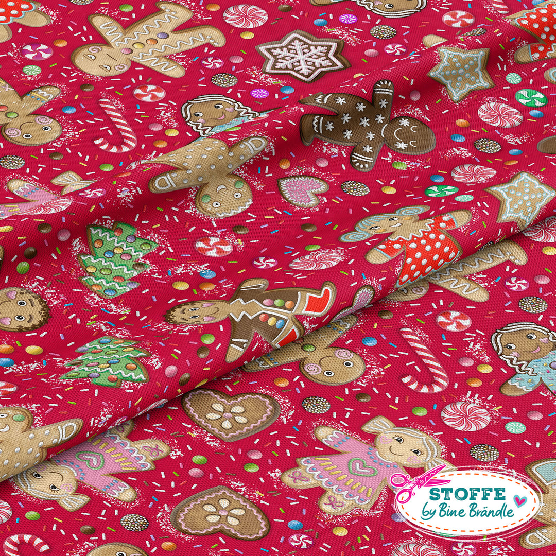 Lebkuchenmännchen klein rot - Stoff Klassiker