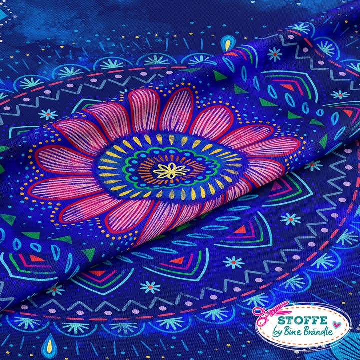 Mandalas dunkelblau - Stoff Klassiker