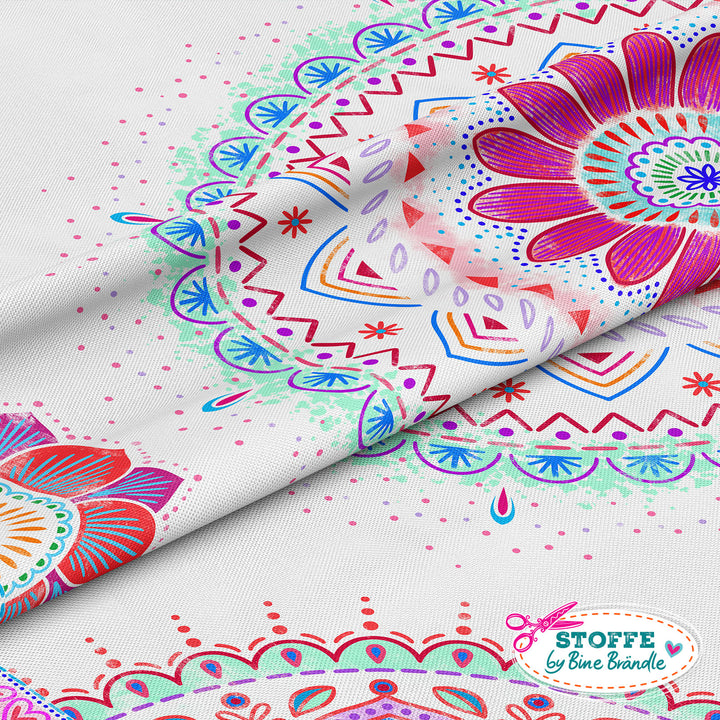 B-Ware Mandalas weiß-rot – Stoff
