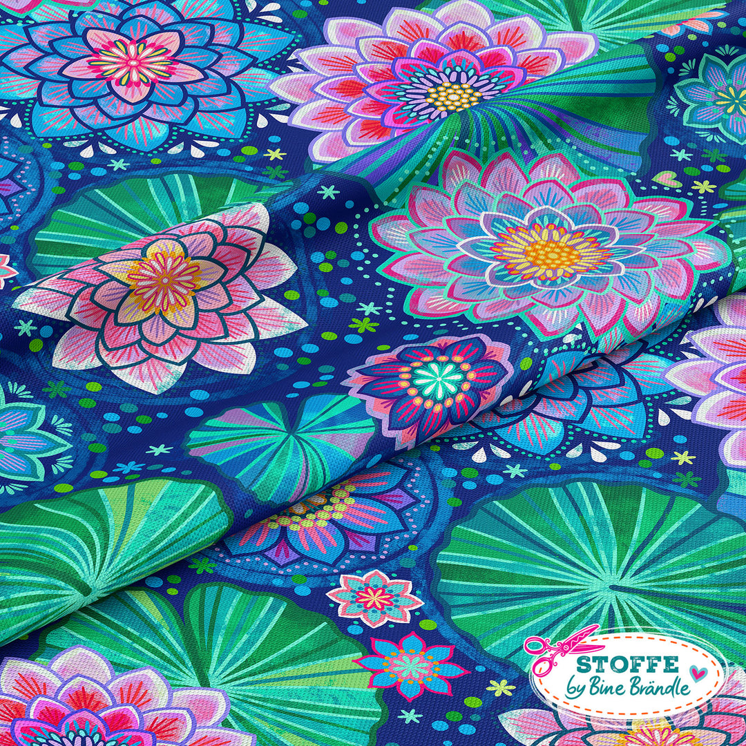 Seerosenstoff dunkelblau - Stoff Klassiker