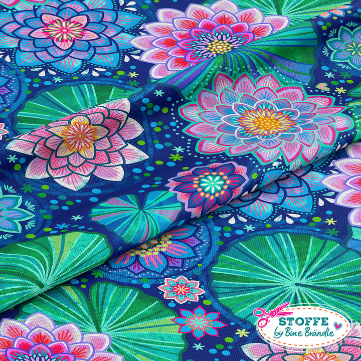 Seerosenstoff dunkelblau - Stoff Klassiker