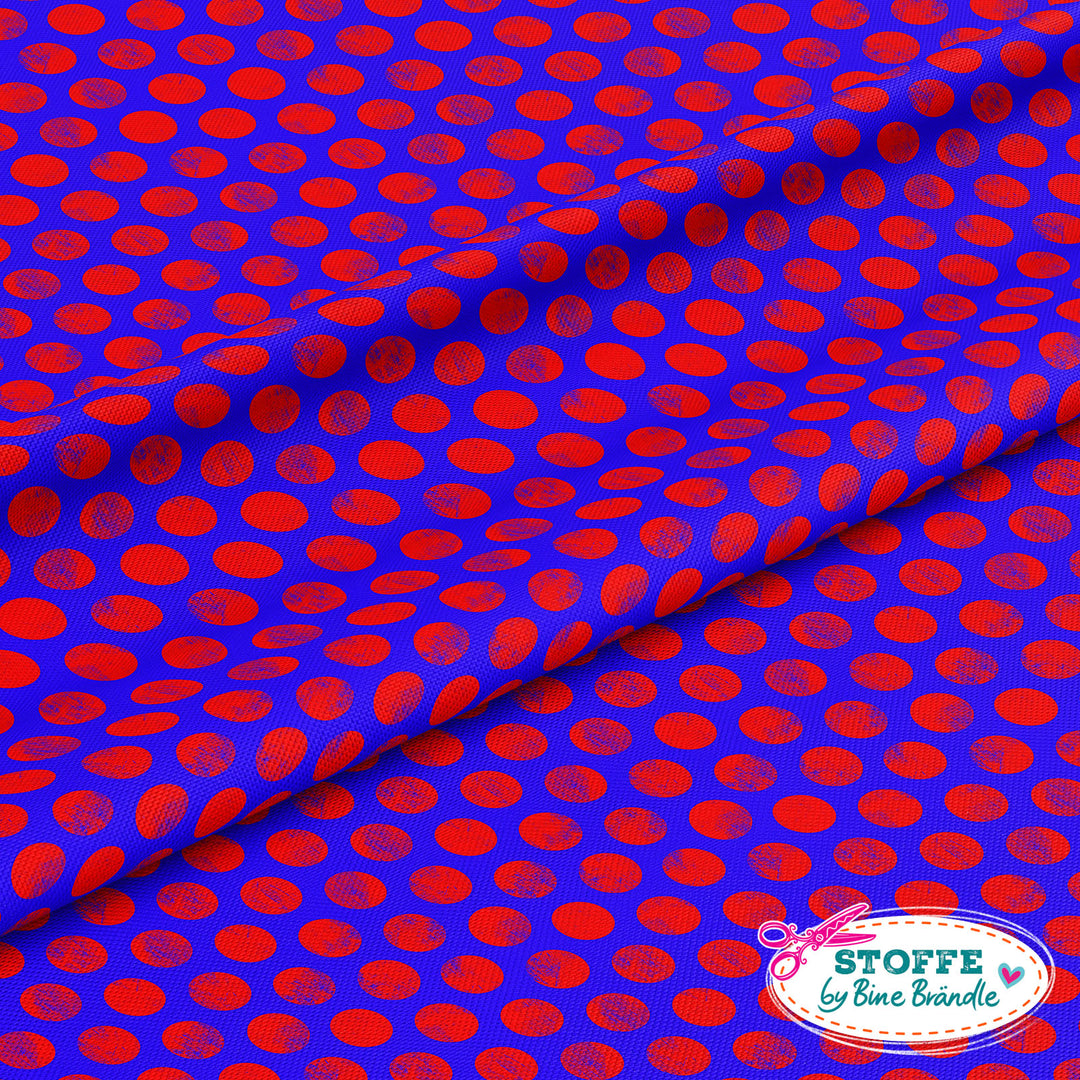 Kleine Punkte dunkelblau rot - Stoff Klassiker
