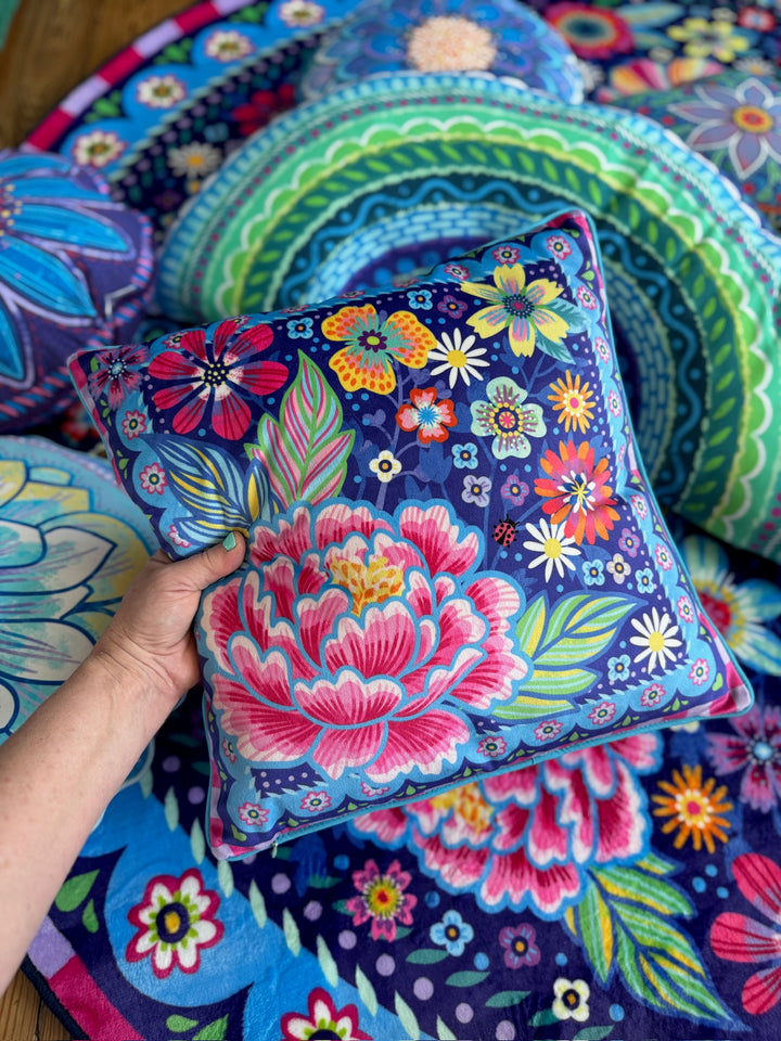 Dekokissen - Blumen Zauber - Blau - 40 x 40 cm