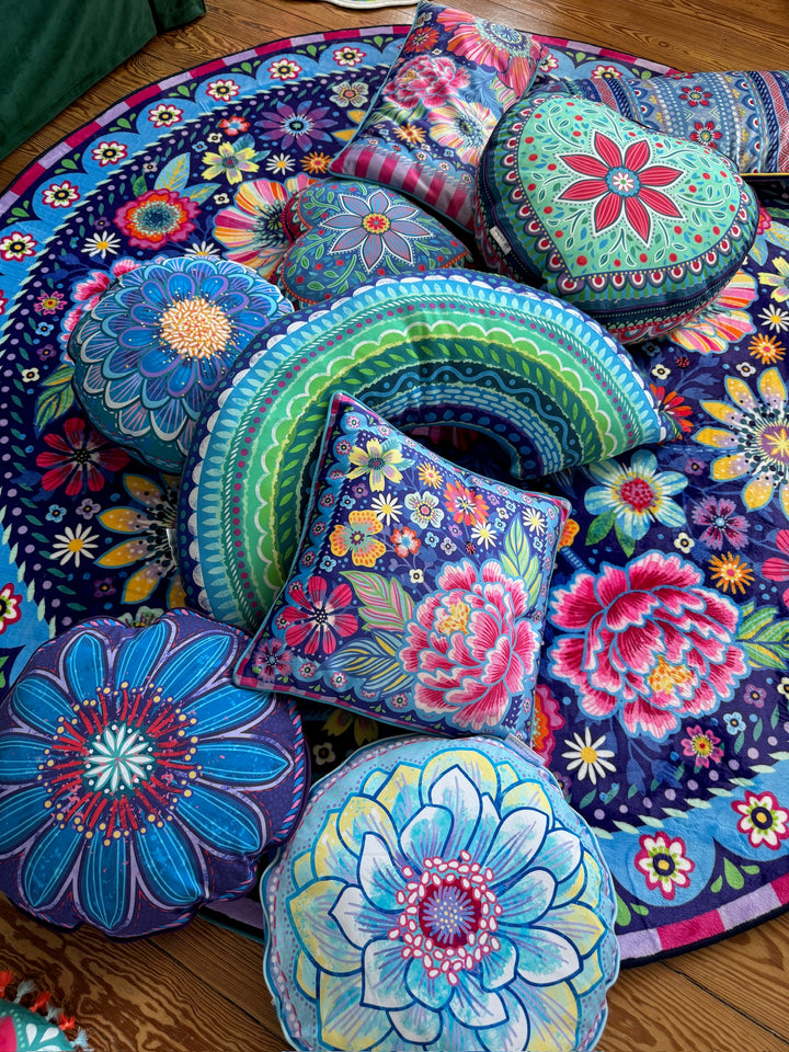 Dekokissen - Blumen Zauber - Blau - 40 x 40 cm