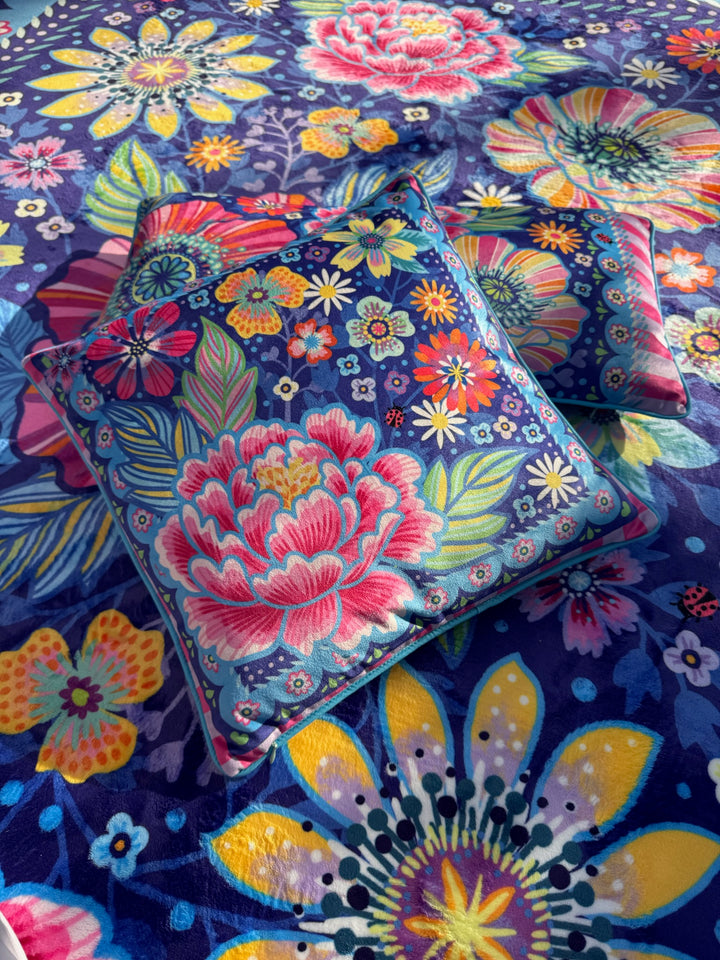 Dekokissen - Blumen Zauber - Blau - 40 x 40 cm