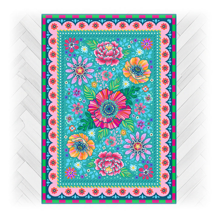 Teppich - Blumenzauber Türkis