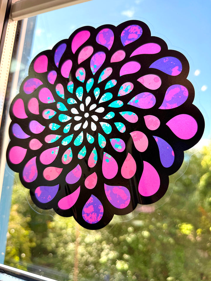 14 große, bunte Blumen aus Fensterfolie