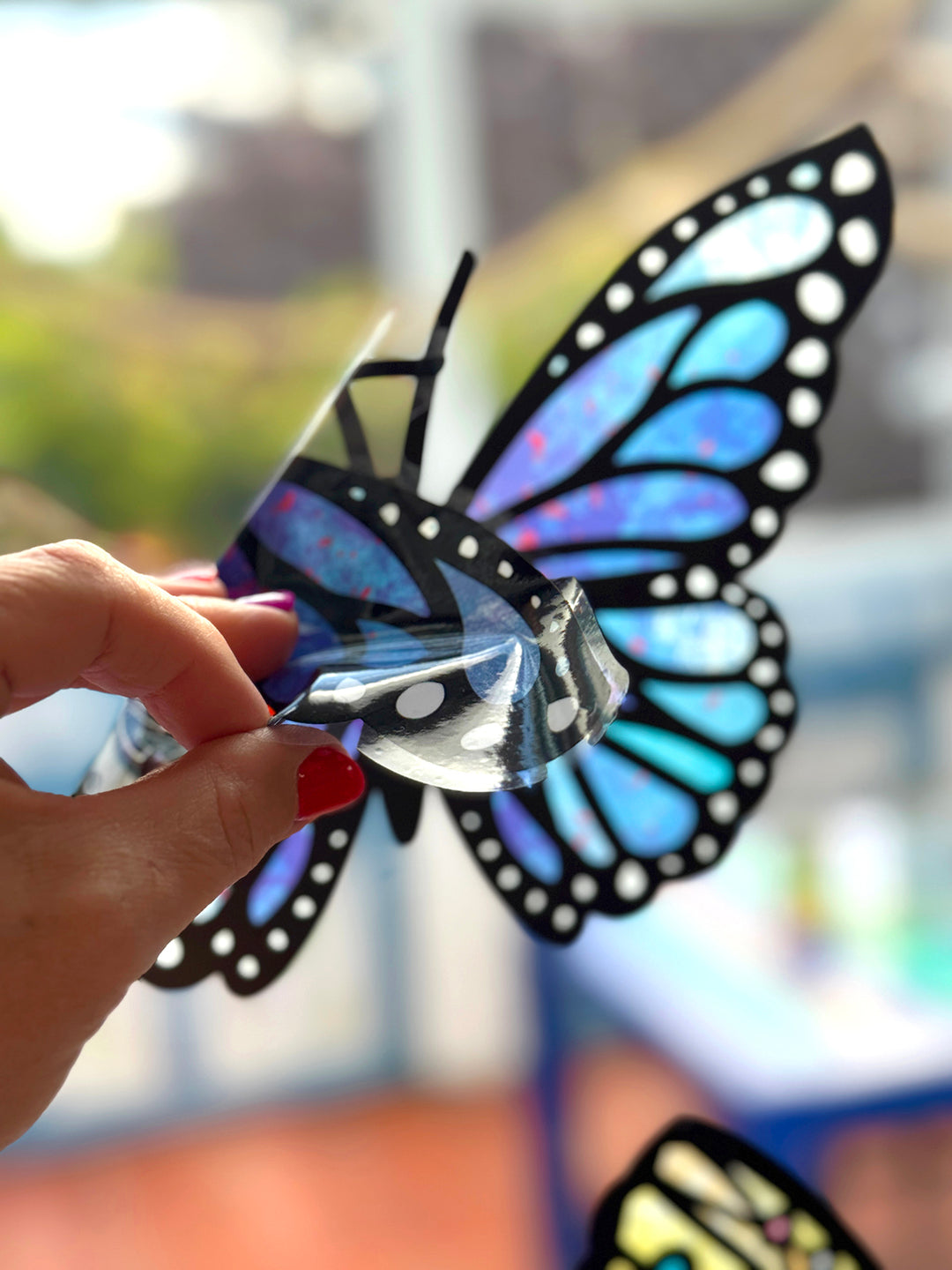 12 große, bunte Schmetterlinge aus Fensterfolie