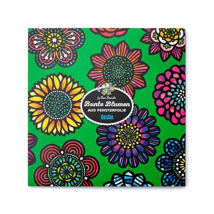 14 große, bunte Blumen aus Fensterfolie