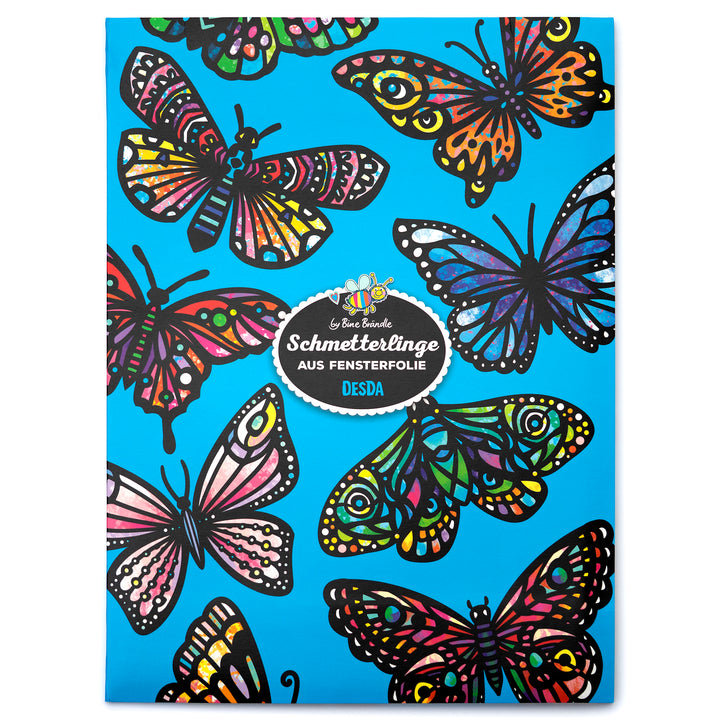 12 große, bunte Schmetterlinge aus Fensterfolie