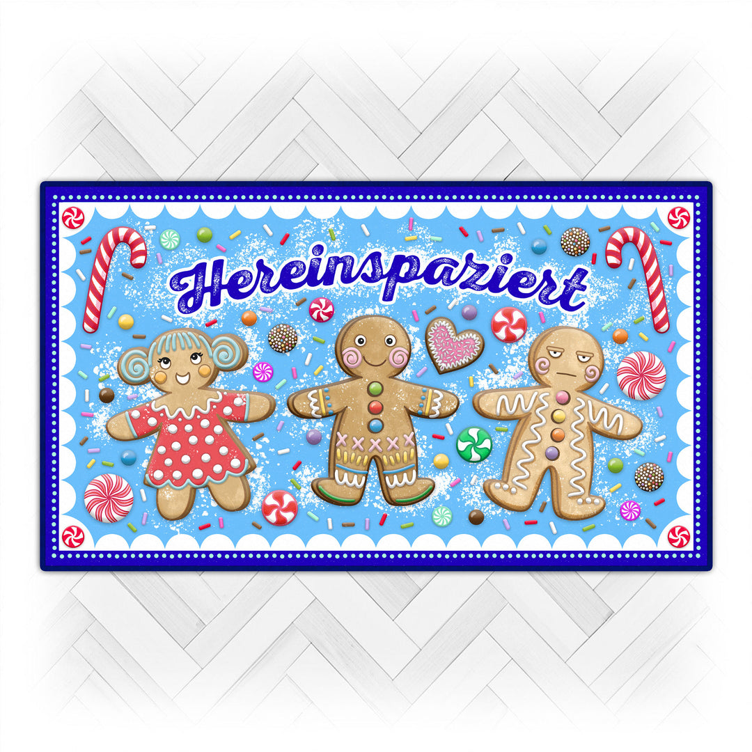 Fußmatte - Lebkuchenmännchen Blau