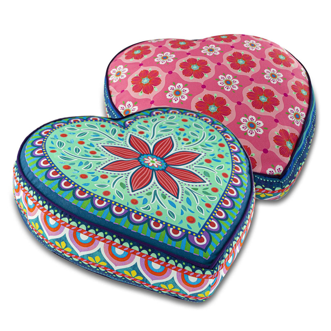 Dekokissen - Herz Grün mit Bordürenrand - 45 x 45 cm