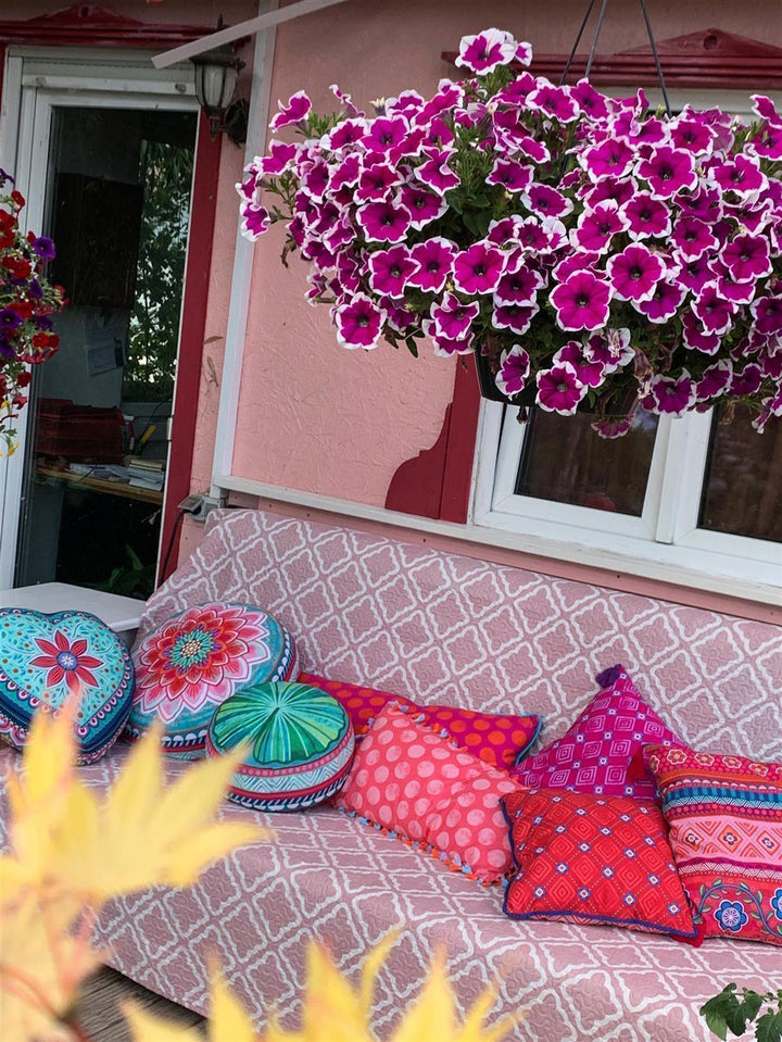 Dekokissen - Herz Grün mit Bordürenrand - 45 x 45 cm