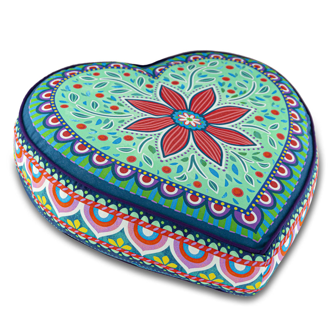 Dekokissen - Herz Grün mit Bordürenrand - 45 x 45 cm