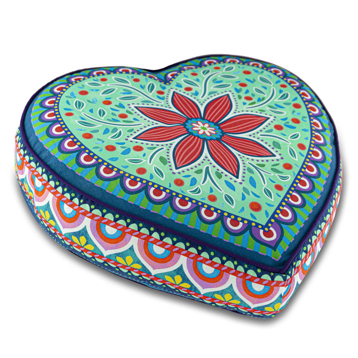 Dekokissen - Herz Grün mit Bordürenrand - 45 x 45 cm