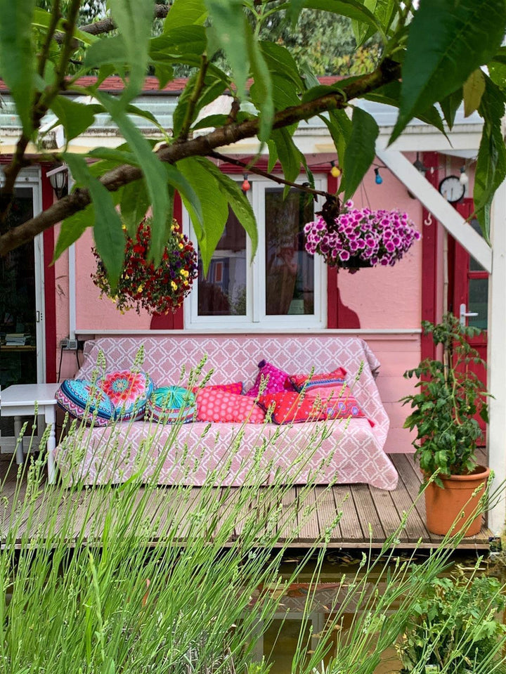 Dekokissen - Herz Grün mit Bordürenrand - 45 x 45 cm