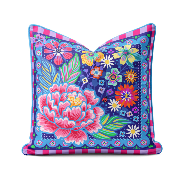 Dekokissen - Blumen Zauber - Blau - 40 x 40 cm