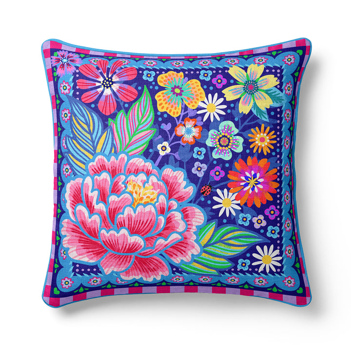 Dekokissen - Blumen Zauber - Blau - 40 x 40 cm