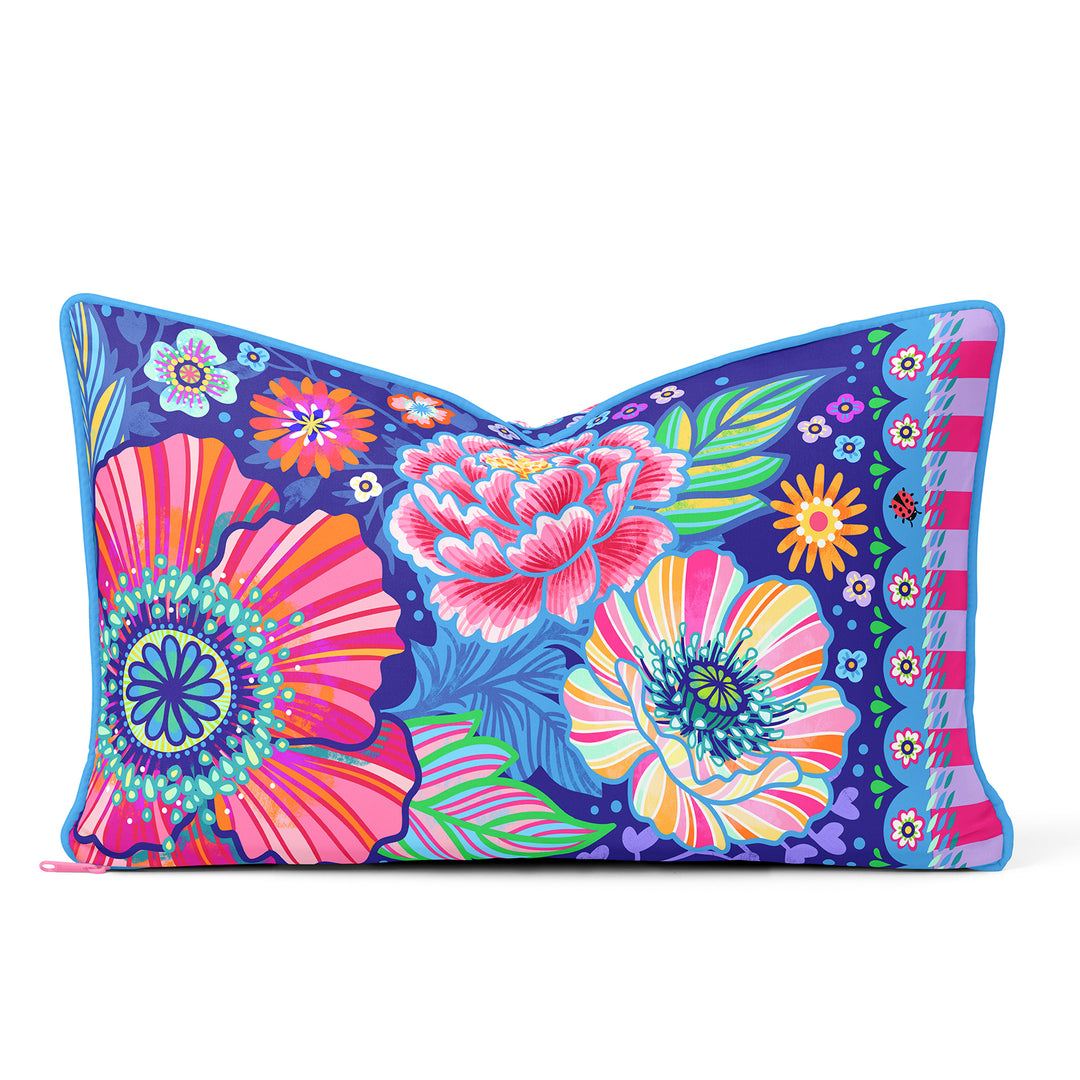 Dekokissen - Blumen Zauber - Blau - 60 x 30 cm