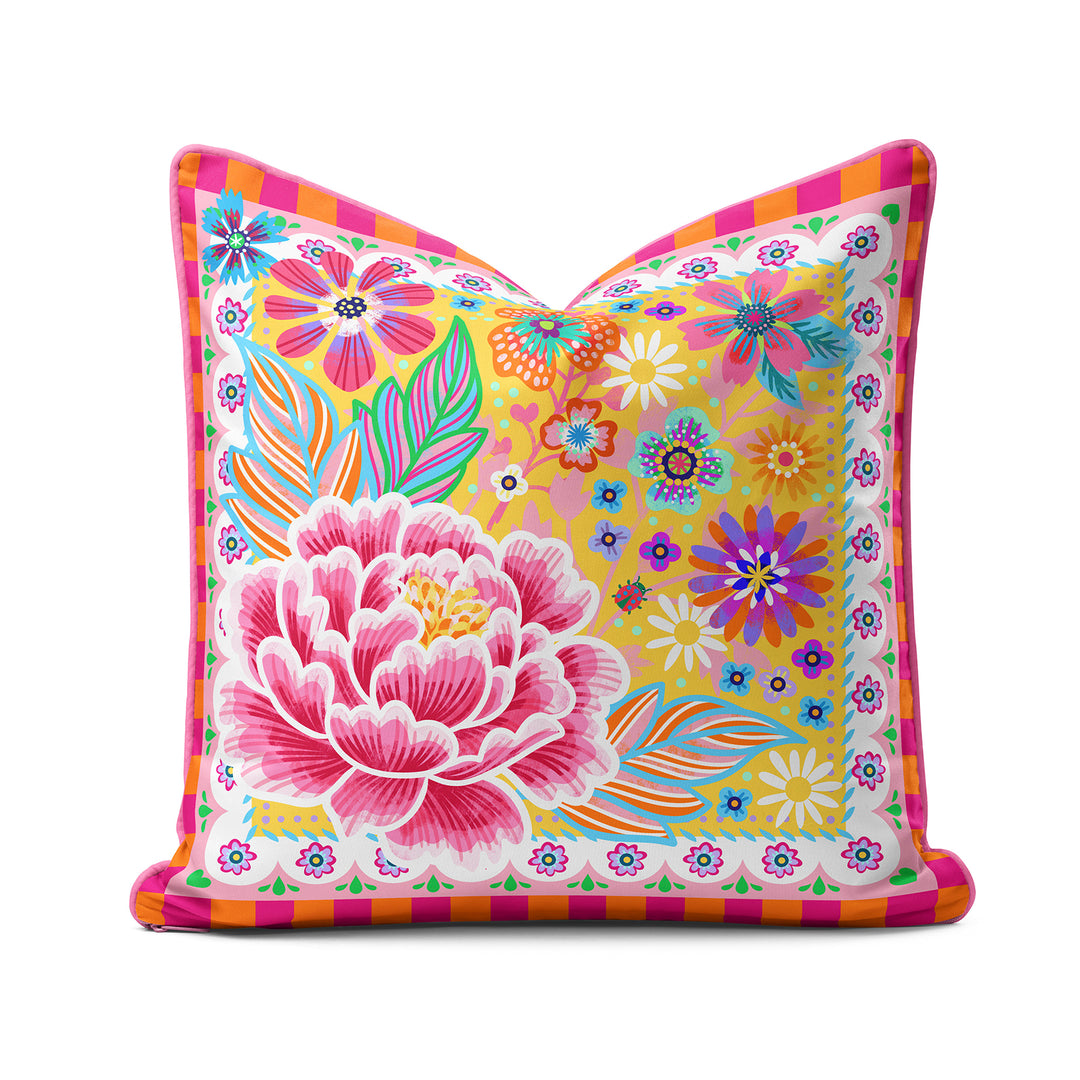 Dekokissen - Blumen Zauber - Gelb - 40 x 40 cm