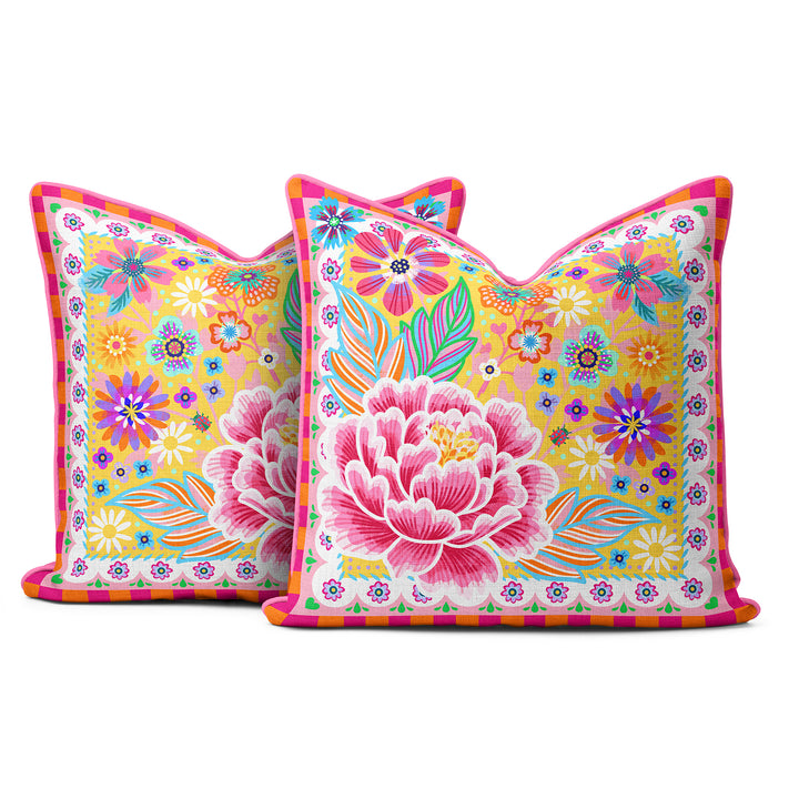 Dekokissen - Blumen Zauber - Gelb - 40 x 40 cm