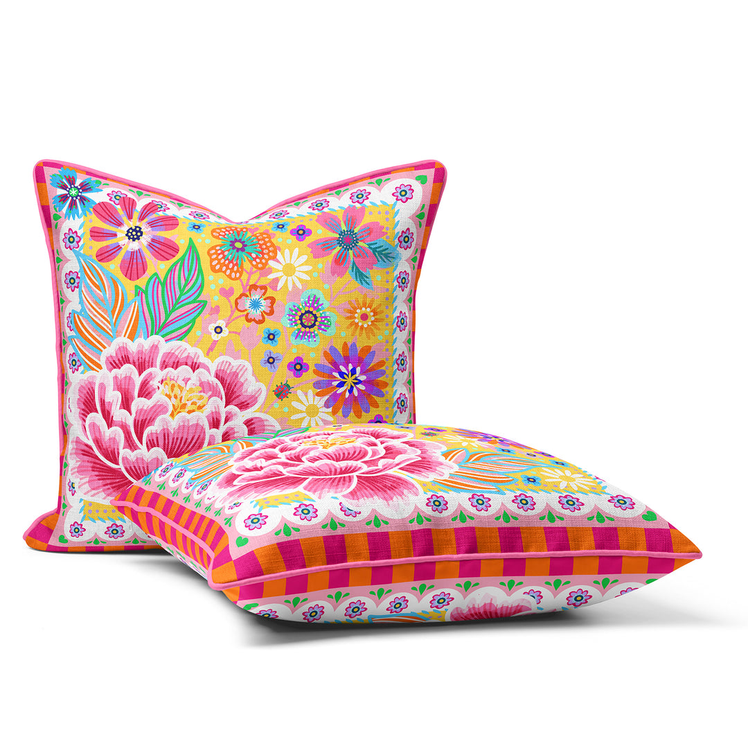 Dekokissen - Blumen Zauber - Gelb - 40 x 40 cm