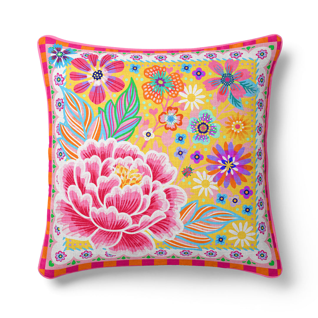 Dekokissen - Blumen Zauber - Gelb - 40 x 40 cm