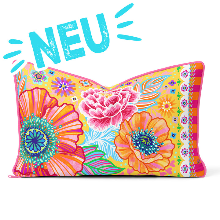 Lieblingskissen – Blumenzauber gelb 60 cm x 30 cm