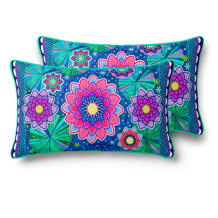 Lieblingskissen – Seerosenteich blau 60 cm x 30 cm