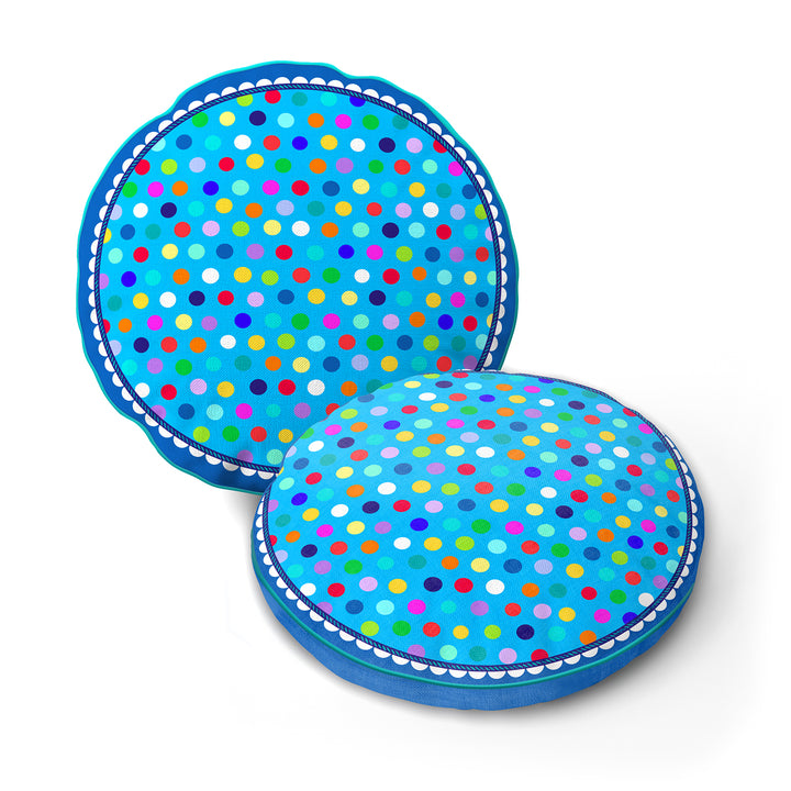 Lieblingskissen – Konfetti blau ⌀ 50 cm