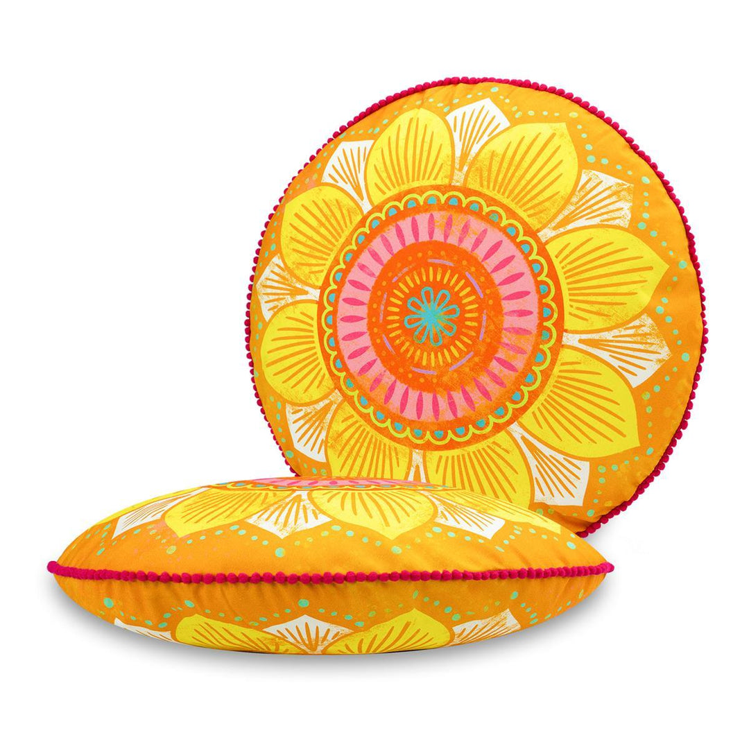 Dekokissen - Mandalablüte Gelb - 42 cm