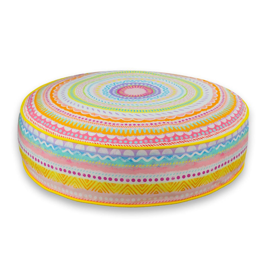 Dekokissen - Regenbogen Pastellgelb - Ø 50 cm / 12 cm Rand