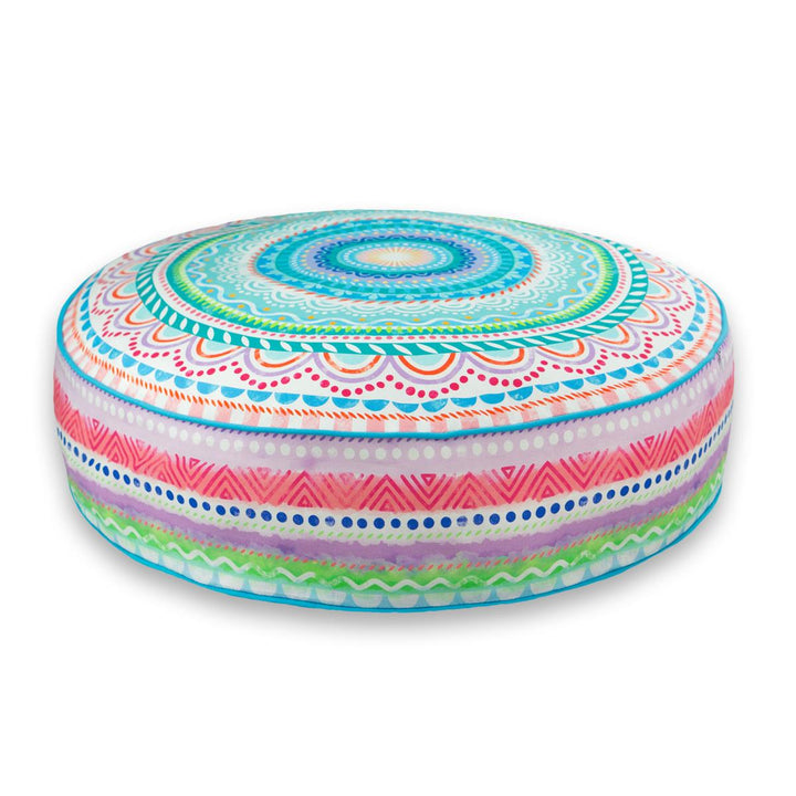 Dekokissen - Regenbogen Pastellblau - Ø 50 cm / 12 cm Rand