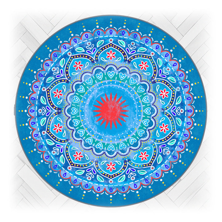 Teppich Rund - Mandala Blau