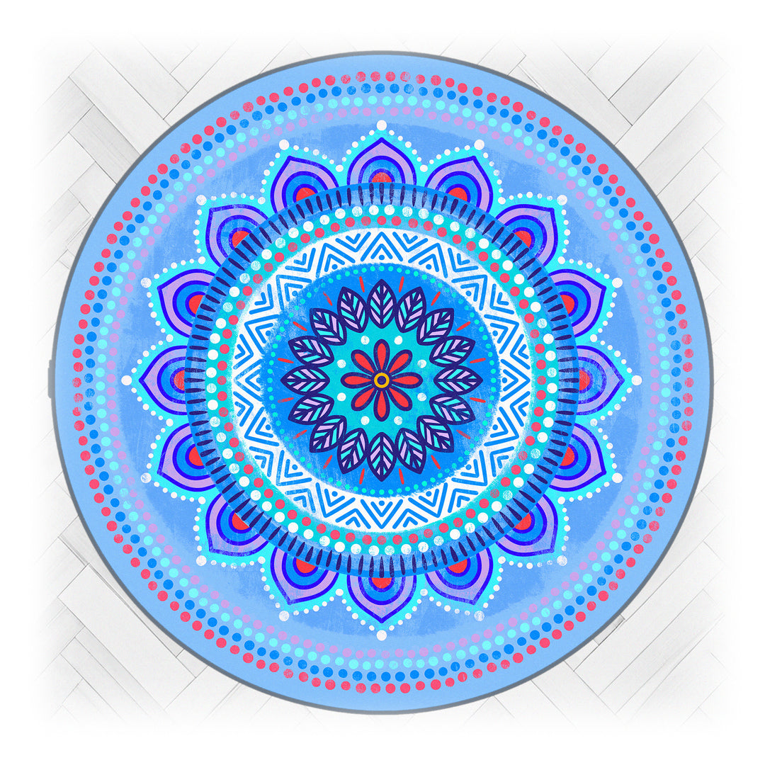 Teppich Rund - Mandala Hellblau