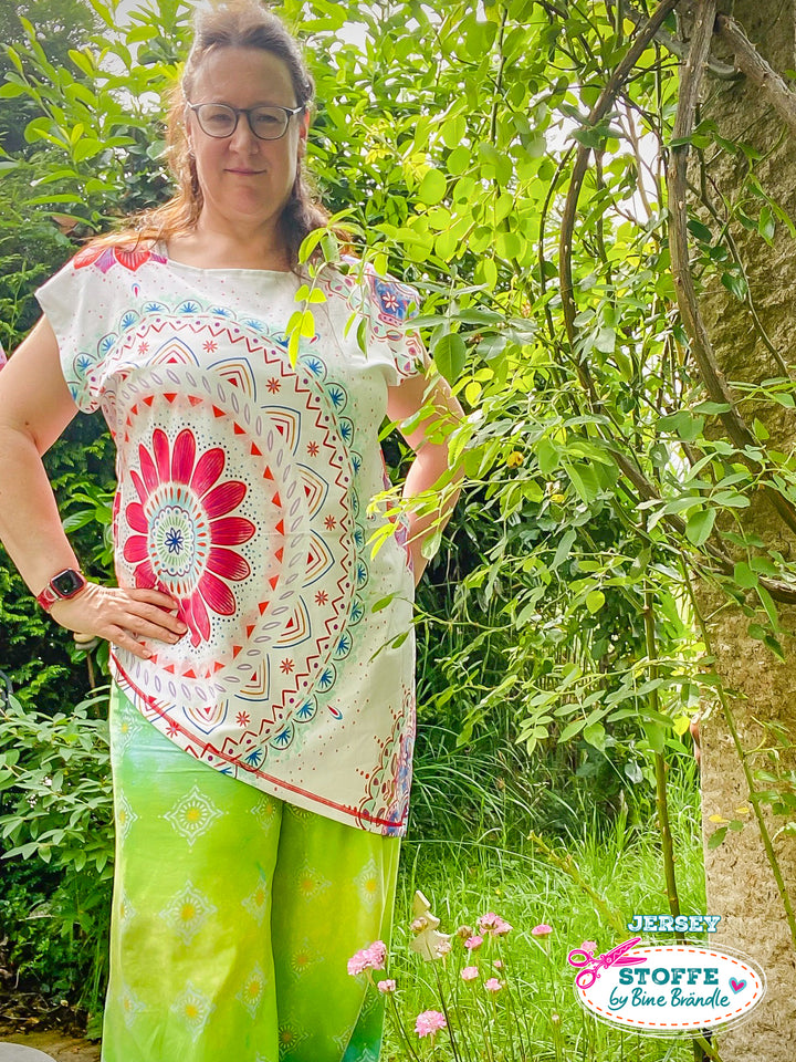 B-Ware Mandalas weiß-rot – Stoff