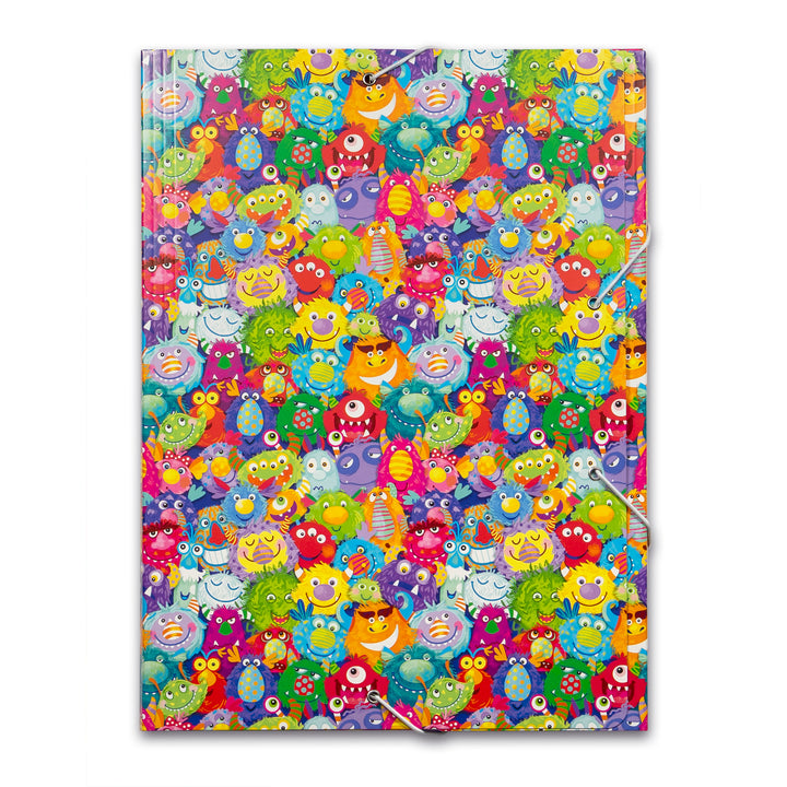 Sammelmappen, Folders für A4 - Mit elastischem Gummiband, Innenseite farbig