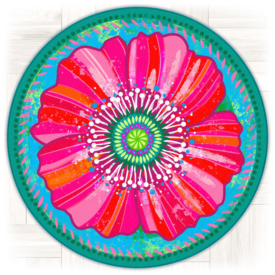 Teppich Rund - Mohnblume