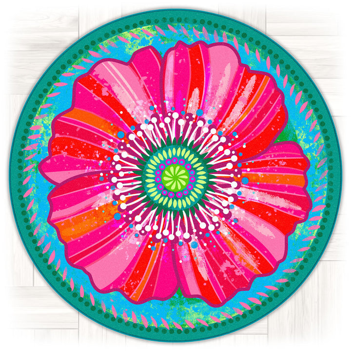 Teppich Rund - Mohnblume