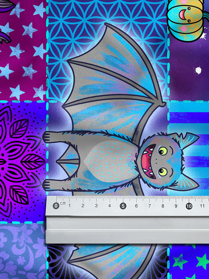 Patchwork Quadrate Fledermäuse - Stoff
