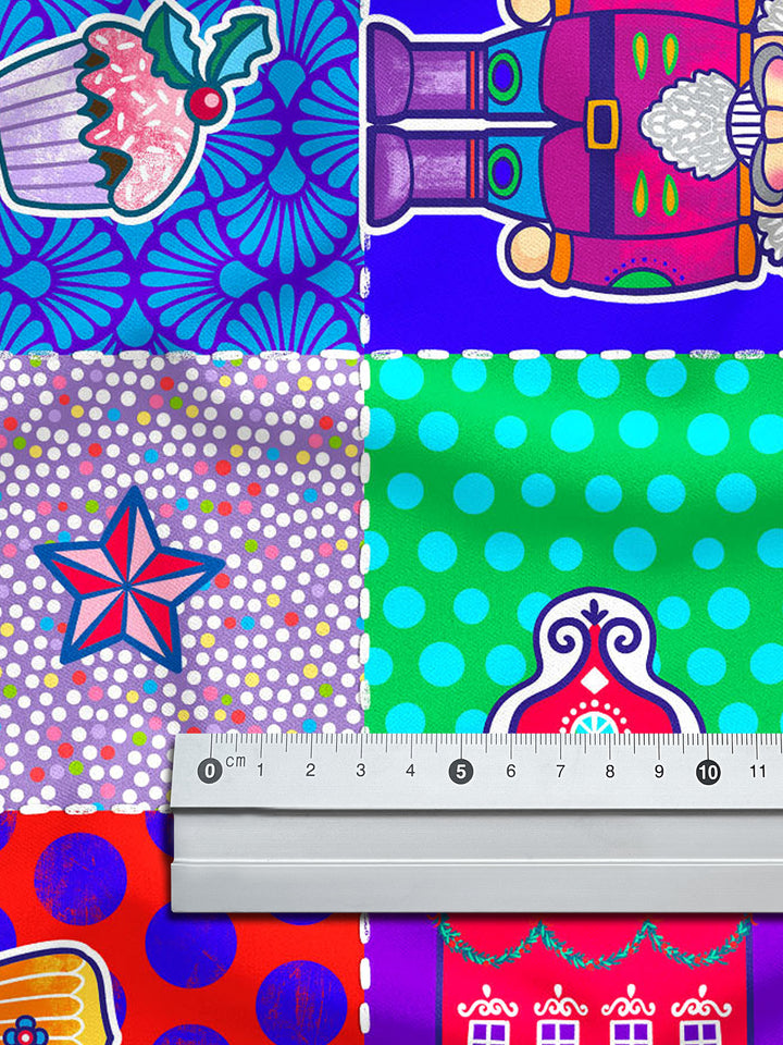 Patchwork Quadrate Weihnachten - Stoff