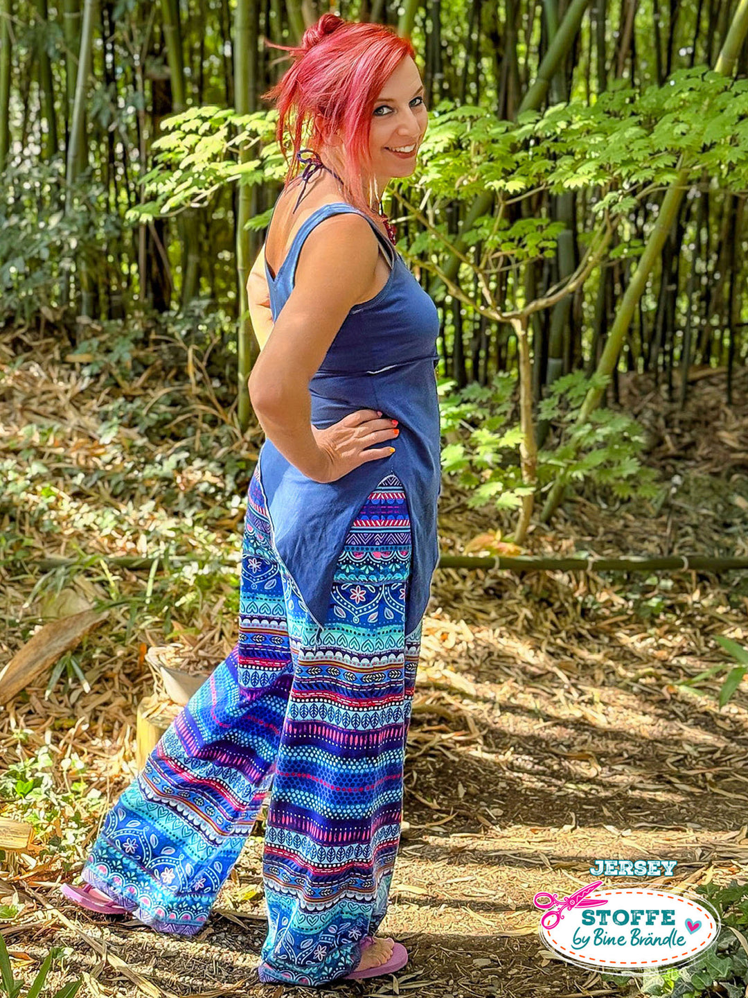 Boho-Bordüren blau - Stoff Klassiker