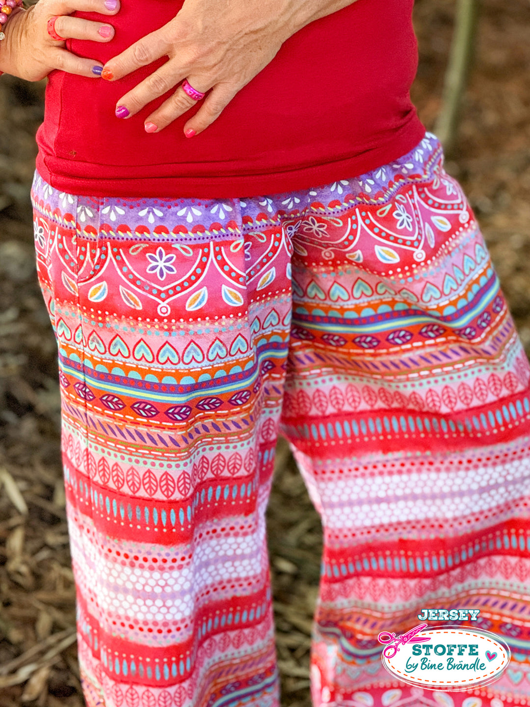 Boho-Bordüren rot - Stoff Klassiker
