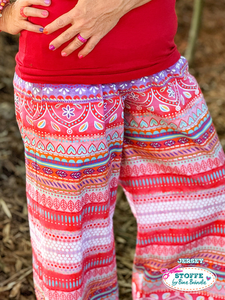 Boho-Bordüren rot - Stoff Klassiker