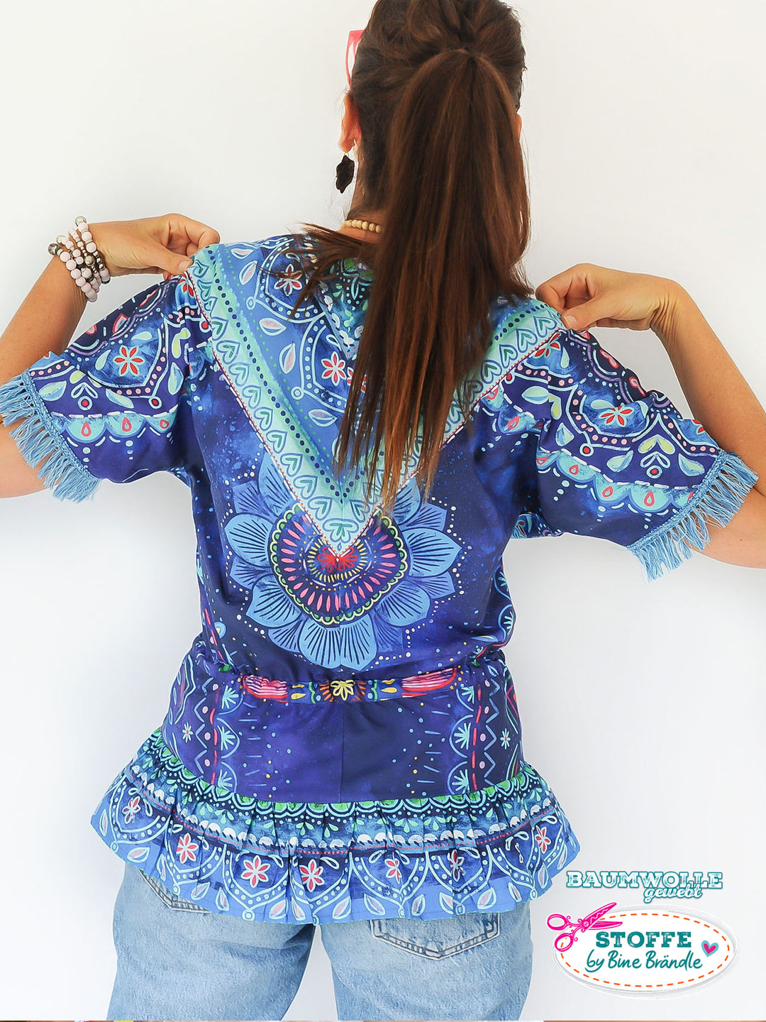 Mandalas dunkelblau - Stoff Klassiker