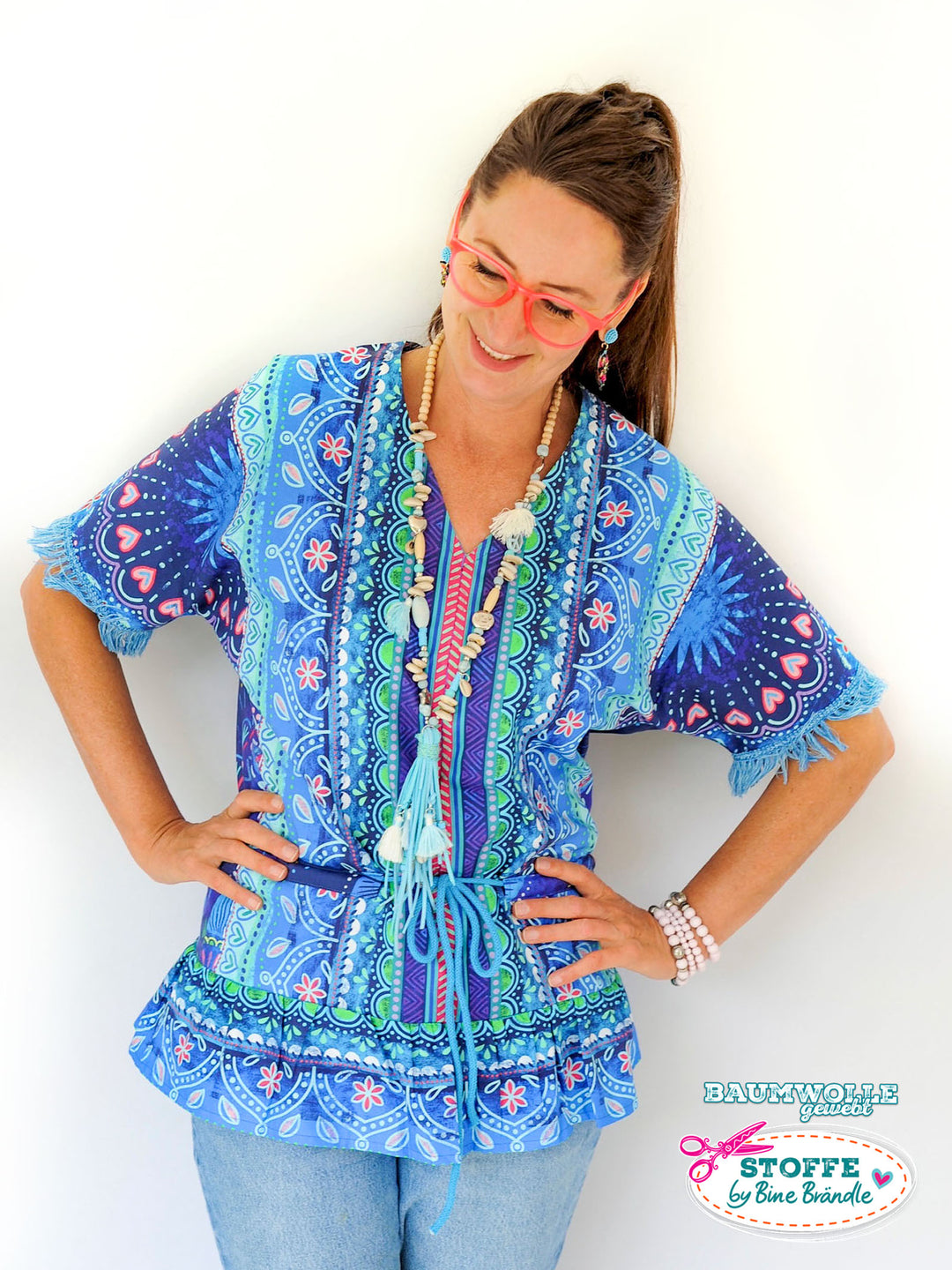 Mandalas dunkelblau - Stoff Klassiker