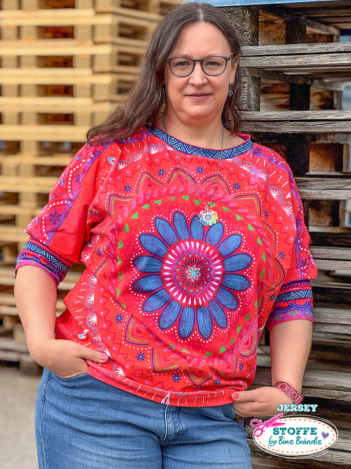 Mandala rot - Stoff Klassiker