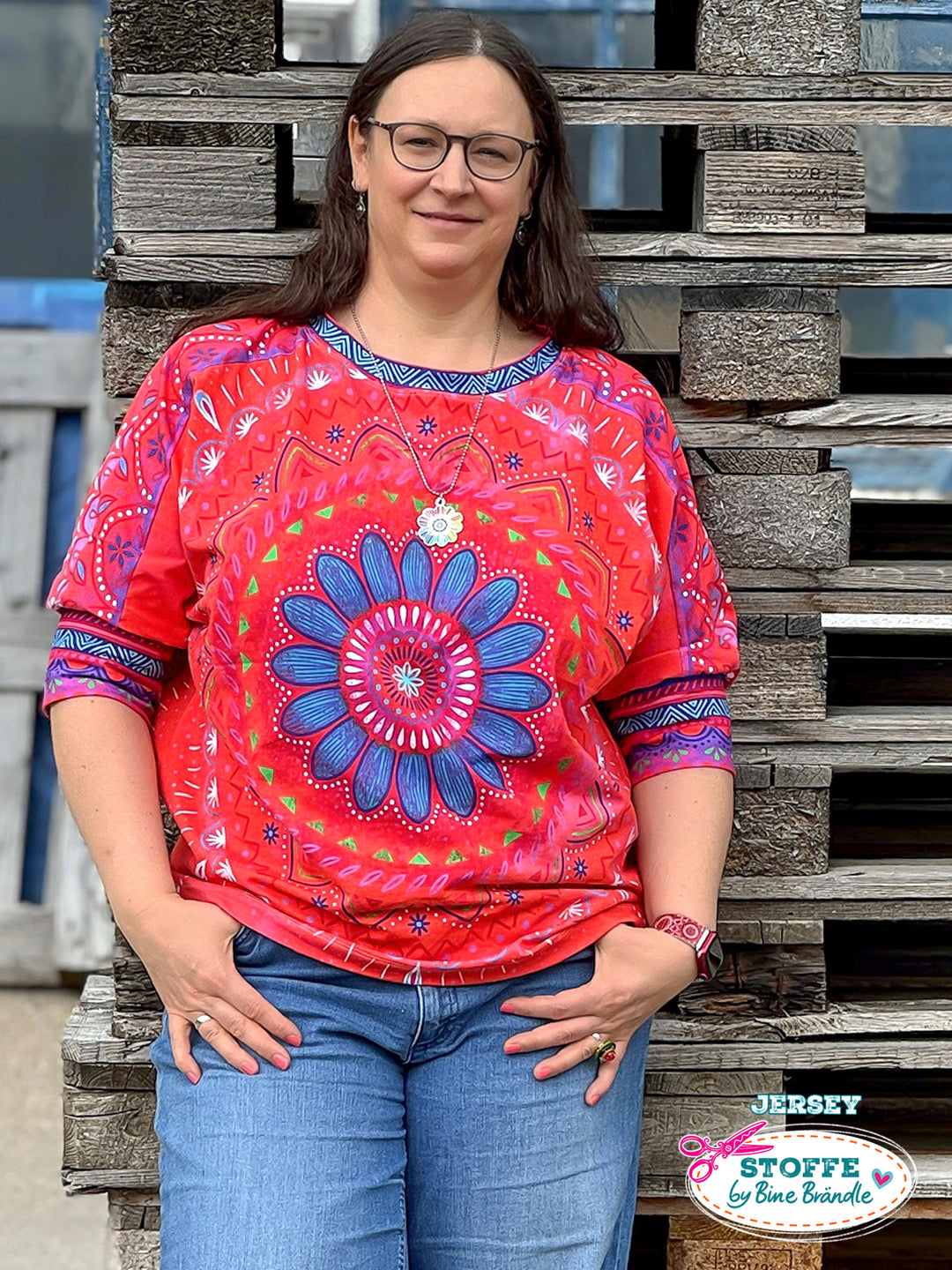 Mandala rot - Stoff Klassiker